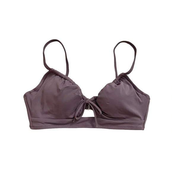 SALE‼️Shade & Shore Women's Tunneled Tie Front Purple Bikini Top - Picture 2 of 5